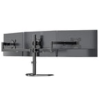 WALI Triple Monitor Stand, Free Standing Three LCD Monitor Fully Adjustable Desk Mount Fits 3 Screens up to 27 inch, 22 lbs Weight Capacity per Arm (MF003), Black - size: Triple, style: Free-Standing