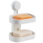 LEVERLOC Soap Dish Holder for Shower, Double Layer Suction Cup Wall Mounte Self Draining Removable Waterproof Strong Suction Bar Soap Holder for Shower, White - style: 2 tiers White