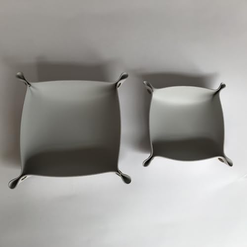 2pcs PU Leather Valet Tray Set Portable Key Bowl Catch All Tray Nightstand and Entryway Multifunctional Foldable Storage for Coins Wallet Jewelry and Small Items Ideal for Home Office Use Grey - color: Gray