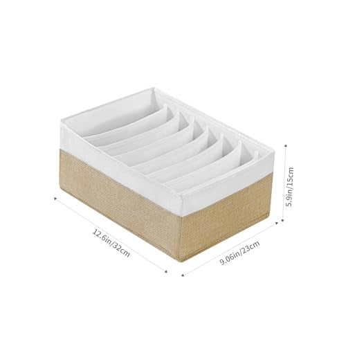 4 Packs T-shirt Drawer Organizers for Clothing,8 Grids Compartment Wardrobe Storage Box, Washable Clothes Organizer for Folded Clothes, Legging, Silk Scarve-12.59''x9.05''x5.9-BeigeWhite - color: BeigeWhite, size: 8 GRIDS-UPGRADED HEIGHT