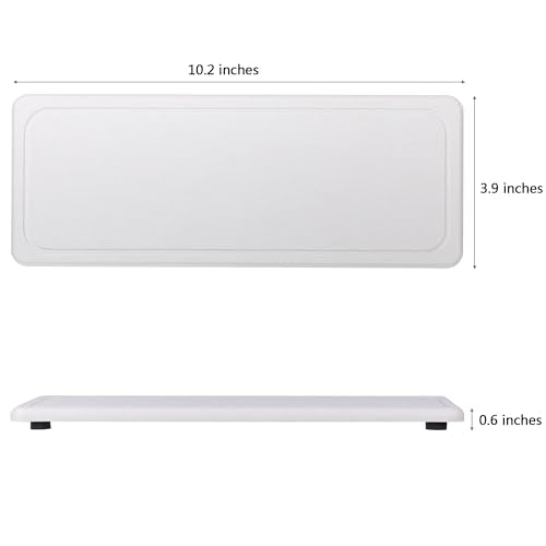 NiuYichee 2 Pcs Water Absorbing Stone Trays, Kitchen/Bathroom Sink Soap Dish, Diatomite Tray Used for Hand Soap & Cosmetic Bottles in The Modern Home, 4" W x 10.2" L, White - color: White, size: 10.2" x 4" with groove