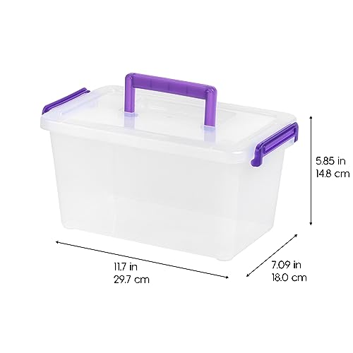 IRIS USA 5 Qt. Plastic Craft Storage Container Bins with Lids, 6 Pack, Small Art & Office Supply Organizer Tote, Sensory Bins & Boxes for Home & University, Stackable, Carry Handle, Clear - color: Clear, size: 5 Qt. - 6 Pack, style: STACK & CARRY