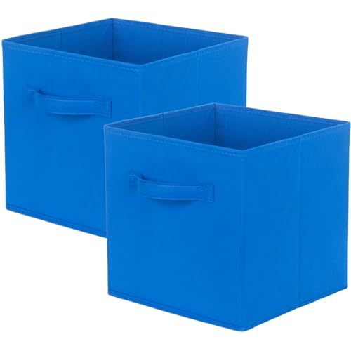 PowerKing Collapsible Storage Cubes with Handles, Fabric Foldable Bins for Closet Shelves, Durable Organization Storage Bins, 10.5'' x 11'' x 10.5'' (2Pack, Royal Blue) - color: Royal Blue, size: 2Pack