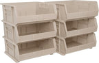Akro-Mils 30235 AkroBins Plastic Storage Bins, Space-Saving Stackable Bins for Garage, Pantry, Craft Organization, 11" x 11" x 5", Stone, 6-Pack - color: Stone