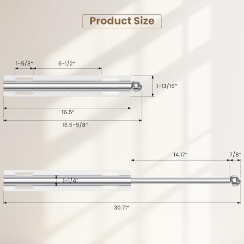 Supforce 16.5" Valet Rod for Closet Pull Out, Retractable Slide Out Valet Rod Closet Organization, Aluminum Valet Clothing Hanger Rods Perfect for Suits, Freshly Pressed Clothes, Polished Chrome - color: Polished Chrome, size: 16.5IN