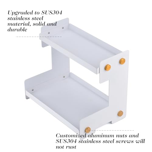 FFK 2 Tier Bathroom Countertop Organizer, SUS 304 Stainless Steel Storage Shelf for Cosmetic Organizer, Ideal for Cabinet, Countertop, Pantry, and Desktop, Office, White - color: White 1