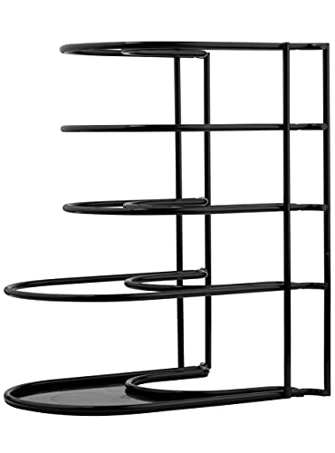 Cuisinel Heavy Duty Pots and Pans Organizer Rack - 12.2"-Inch Tall - 5 Tier Rack - Holds 50 LB - Cast Iron Skillets, Griddles, Shallow Cookware - Space Saving Kitchen Storage - No Assembly Required - color: Black, size: 12"