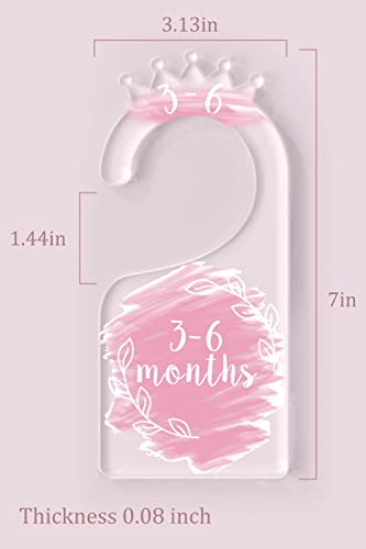 OneDream Baby Closet dividers Hanger separators - Set of 7 Baby Clothes dividers for Closet from Newborn to 24 Months, Acrylic Infant Clothes Divider (Pink) - color: Pink