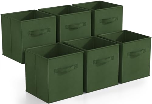 Sorbus Foldable Storage Cubes - 6 Fabric Baskets for Organizing Pantry, Shelf, Toy Box, Cubby, Closet Organizer - 11 Inch Collapsible Closet Organizers and Storage Bins (Dark Green 6 Pack) - color: Dark Green, size: 11 Inch