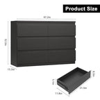Jocoevol Modern Black 6 Drawer Dresser - Simply Chest of Drawers for Bedroom, Closet, Living Room, Hallway, Entryway, Wood Storage Double Dresser with Smooth Metal Rails - Black - color: Black