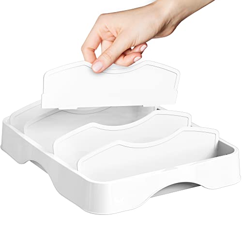 Simple Houseware Food Container Lids Storage Organizer with Adjustable Dividers, 13''x10'', White - size: Large - 13.25'' x 10.5''