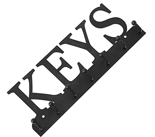 Lixgifts Key Holder Wall Mounted Key Hooks for Wall Decorative with 7 Hooks Black Metal Key Organizer Rack Hanger for Entryway, Front Door, Hallway, Office 10X3.7 inches