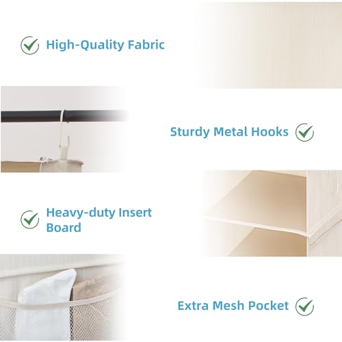 StorageWorks 6-Shelf Jumbo Closet Organizers, Two 3-Shelf Separable Hanging Shelves for Closet, 13" D x 15" W x 48 ¼"H,Mixing of Beige, White & Ivory - color: White & Ivory, size: 13"D x 15"W x 48 ¼"H