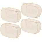 4 Piece Popup Mesh Laundry Basket Durable Handles Collapsible Laundry Baskets Folding Clothes Pastic Hamper for Laundry Room College Dorm (Beige) - color: Beige
