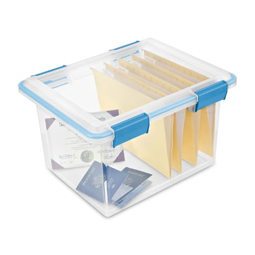 Sterilite 4-Pack Gasket Box, Weather-Resistant Storage Bins with Latching Lids, 32 Quart - Heavy-Duty Organizing Containers for Closet, Bathroom, and Office - size: 32 Quart, style: 4 Pack