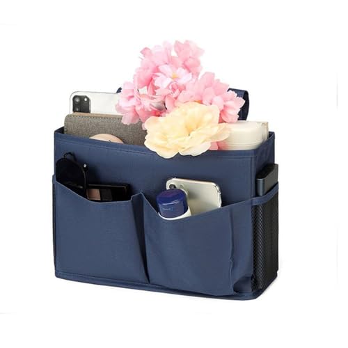 Bedside Storage Organizer Bag Phone Book Magazine Holder Pockets Hanging Storage Bag Sofa Side Pouch Bag(Pink) - color: Pink
