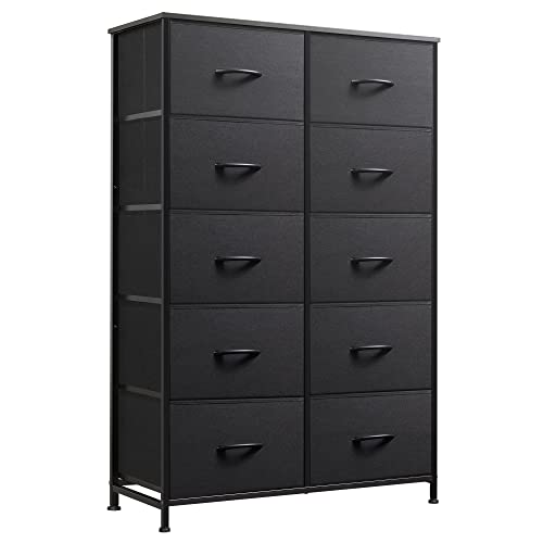 WLIVE Tall Dressers for Bedroom with 10 Drawers, Chest of Drawers, Dresser for Closet, Living Room, Hallway, Entryway, Black - color: Charcoal Black