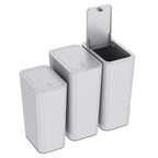 N. NETDOT 3 Pack (2 of 4 Gal & 1 of 2.6 Gal) Small Trash Can with Lid,Bathroom Garbage Can with Pop-Up Lid,Waste Basket for Bathroom,Kitchen,Bedroom,Powder Room,Craft Room,Office,College (Gray) - color: 4gal x2 & 2.6gal Grey