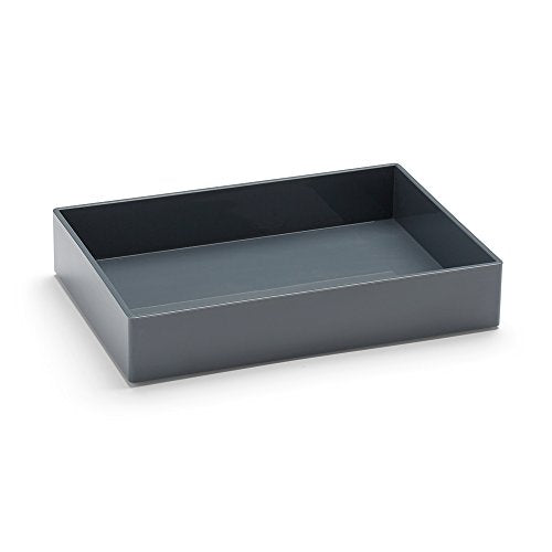Poppin Stackable Medium Accessory Tray - Modular Lacquer Desk Trays for Office Organization, Color-Coordinated Office Supplies for Desk, Paper Trays (Dark Gray, Medium Accessory) - color: Dark Gray, size: 9.8" x 6.8" x 1.8"