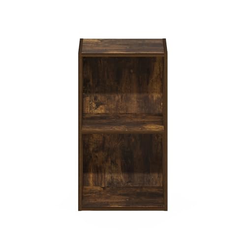 Furinno PASIR Book Shelf, 2-Tier Modern Bookshelf, Open Shelves Bookcase 9 x 12 x 21, Easy Assembly, for Living Room, Bedroom, Home Office, Amber Pine - color: Amber Pine, size: 2-Tier Cube
