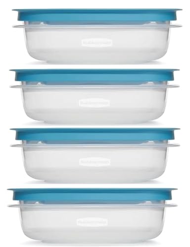 Rubber maid 1.25 Cup Flex & Seal Leak Proof Lids Food Storage Container Set, Teal, Clear Meal Prep Flex Containers, 4 Piece Bundle Set - size: 1.25 Cup