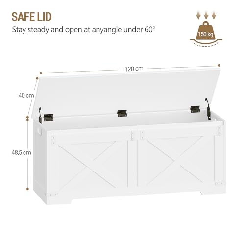 Hzuaneri 47.2" Storage Chest, Large Storage Trunk with 2 Hinges, Farmhouse Wooden Box Bench, Lift-Top Organizer Chest, Entryway Trunk for Bedroom, Living Room, White SB12103X - color: White, size: 15.7"D x 47.2"W x 19.1"H