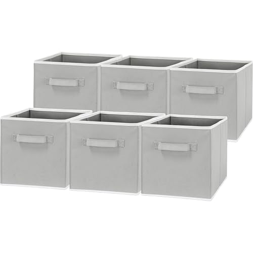 Simple Houseware Foldable Cube Storage Bins, 11-Inch Gray, 6-Pack Fabric Cubes Organizer for Closet or Shelves - color: Gray
