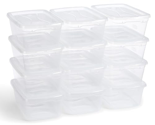 Rubbermaid Cleverstore 6 Qt Clear Storage Bins with Lids, 12-Pack, Stackable, BPA-Free, Made in USA - size: 6 Qt - 12 Pack