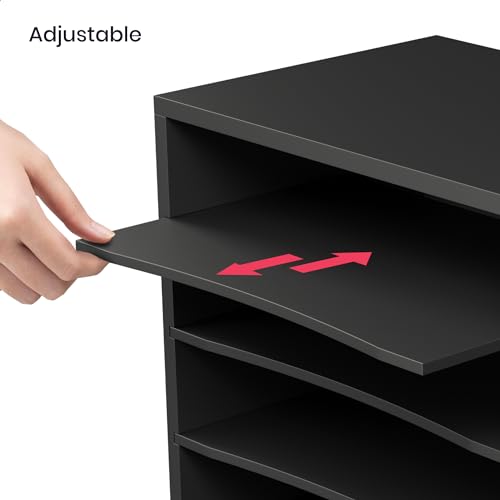 Ballucci 4-Tier Paper Organizer for Desk, Stackable Tray, Desk Storage Organizer Shelves, Stacking Letter Paper Tray Sorter for Classroom Office, Black - color: Black, size: 4 Tier Standard