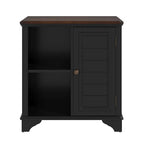 Multifunctional End Table Side Table with a Shutter Style Door and 2 Woven Grass Baskets, Sofa Side Narrow Table, Wood Bedside Nightstand for Living Room Bedroom (Black-4.7) - color: Black-4.7