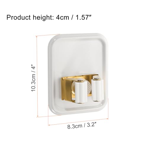 uxcell 4pcs Mop Broom Holder Wall Mount, 304 Stainless Steel Mop Broom Organizer Storage Rack, Self Adhesive Broom Hanger for Bathroom, Laundry Room, White - color: White