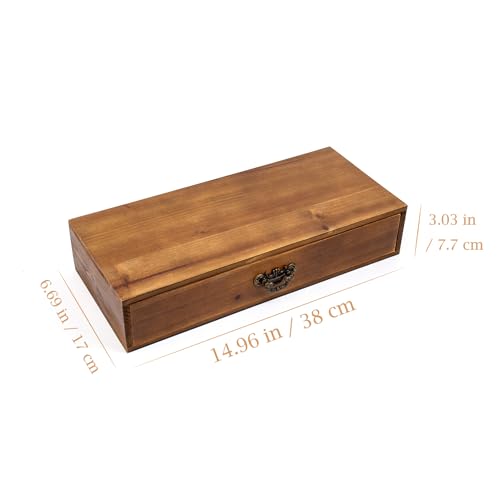 Office Desk Organizer with Drawers Light Brown Vintage Wood Desktop Storage Box Workspace School Supplies Farmhouse Kitchen Countertop Organizer Makeup Storage Box for Home Toiletries Supplies Vanity - color: Light Brown Style A Rectangle
