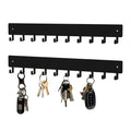 Key Holder Wall Mount,14in with 10 Hooks,Black Metal Key Hanger for Car Key Ring,Suitable for Entrances/Door/Living Rooms/Kitchen/Offices（2 Sets）