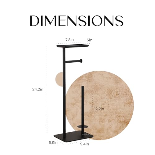 Day Moon™ - Toilet Paper Holder - Modern Roll Holder for Bathroom - 1 Pack - Free Standing - with Shelf, Black - color: Matte Black, size: Free Standing 1 Pack