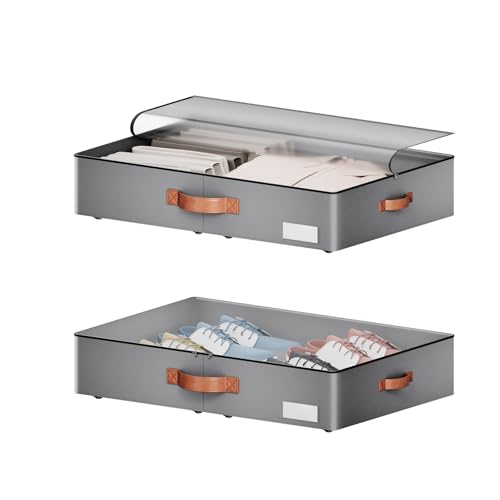 Under bed Storage With Wheels,Low profile 5.5 inches Height Storage Bins,Rolling Under bed Shoe Storage Containers,Under bed Storage Drawers for clothes & blankets - color: grey, size: 5.5inch height