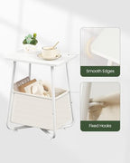 CHOEZON Nursery Side Table, Small End Table for Small Spaces, Nightstand with Fabric Basket, for Nursery, Living Room, Bedroom, White TBZ13WB - color: White