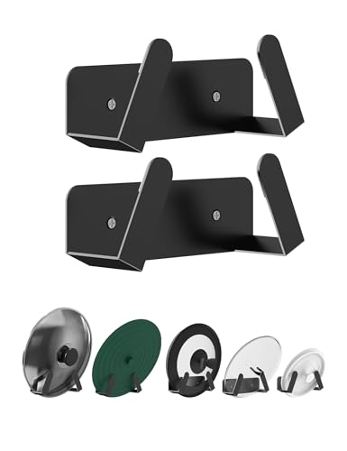 Pot Lid Organizer, 2 Pack Lid Holders Inside Cabinet, Wall Mount Rack Fit for Cutting Board, Fixed by Adhesive or Screw (Black)