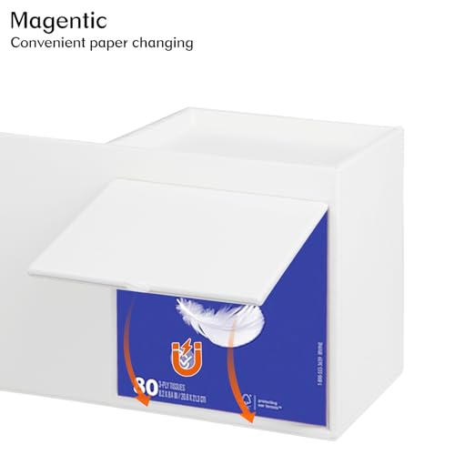 Square Tissue Box Cover with Tray and Organizer, Multi-Functional Decor Cube Tissue Box Holder, Tissue and Remote Control Holder, for Vanity, Nightstand, Bathroom, Home, Office - color: White