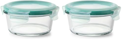 OXO Good Grips 2 Cup Smart Seal Glass Round Food Storage Container (Pack of 2) - size: 2 Cup (Pack of 2)