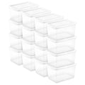 Sterilite 16 Pack Storage Box, 20 Quart Stackable Tote, Clear Plastic Container with Secure Snapping Lids for Home and Office Organization, White - size: 20 Quart, style: 16