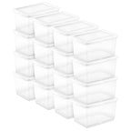 Sterilite 16 Pack Storage Box, 20 Quart Stackable Tote, Clear Plastic Container with Secure Snapping Lids for Home and Office Organization, White - size: 20 Quart, style: 16