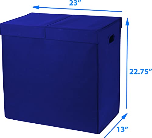 Simple Houseware Double Laundry Hamper with Lid and Removable Bags, Dark Blue - color: Dark Blue