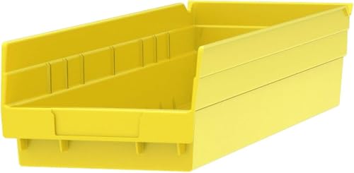 Akro-Mils 30164 Plastic Shelf Bins, Heavy Duty Storage Bins for Garage, Closet, and Drawer Organization, 24-Inch x 6-1/2-Inch x 4-Inch, Yellow, 6-Pack - color: Yellow