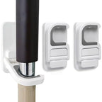 2 Pack Mop Broom Holder for Bathroom Kitchen Office (White)
