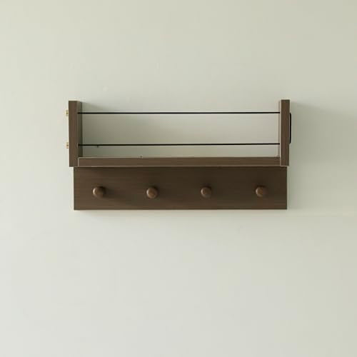 Entrance Coat Rack ，Coat Hooks, Wall-Mounted Wooden Hook Rack, Wall-Mounted Shelves are Very Suitable (Walnut Color Finish-B-1) - style: Walnut color finish-B-1