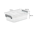 2.7 Quart Modular Latch Box, Clear Plastic Storage Box with Write-on ID Latches, Gray