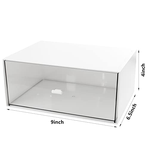 Desk Drawer Organizer, Stackable Storage Drawers, Plastic White Desk Organizers Great for Makeup Storage Bathroom Organization Accessories Etc - Large 1 Drawers (White) - size: 9*6.5*4inch - 1 Compartment