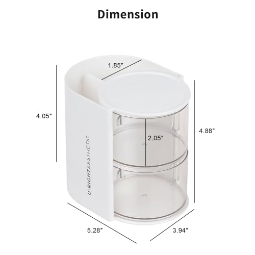FABROK 2-Layer Clear Hair Accessories Organizer with Hair Brushes Holder, Rotatable Small Jewelry Box for Necklaces、Earring, Desktop Organizer Case for Makeup Brushes, Hair Accessories, Cotton Swab - color: White, size: 2-Layer