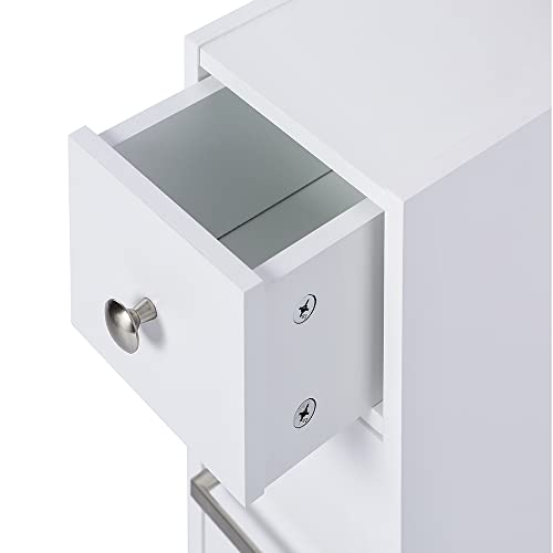Spirich Slim Bathroom Storage Cabinet, Free Standing Toilet Paper Holder, Bathroom Cabinet Slide Out Drawer Storage, White