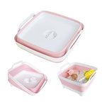 GIMWA Collapsible Wash Basin for Baby Bottles - 2.4 Gallons Portable Wash Bin for RV Camping Sink, Space-Saving Dish Tub (Pink) - color: Pink